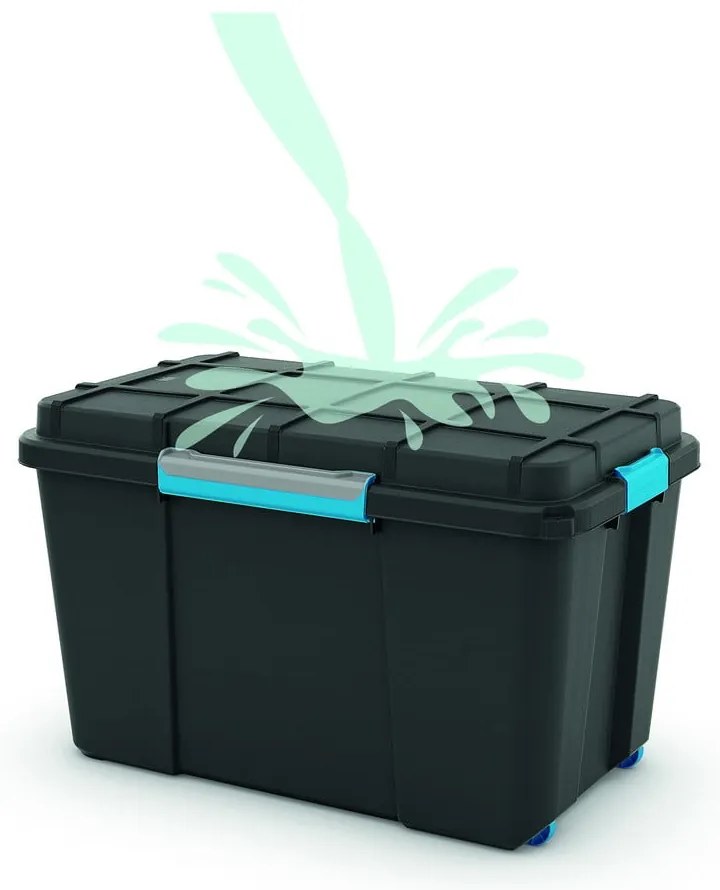 Czarny plastikowy pojemnik z pokrywką 73,5x44,5x46 cm Scuba Box – KIS