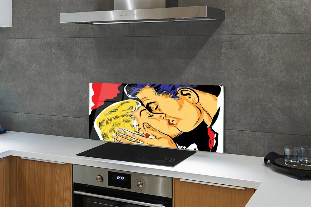 Szklany Panel Pocałunek Zakochanych