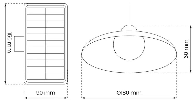 Wisząca lampa solarna na taras - N28 S8-C03