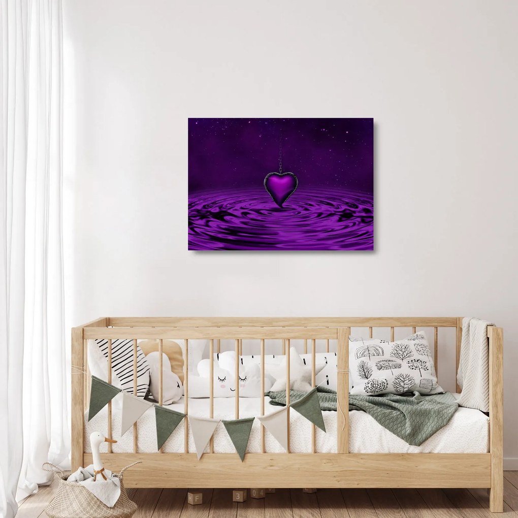 Obraz na szkle - fioletowe serce (70x50 cm)