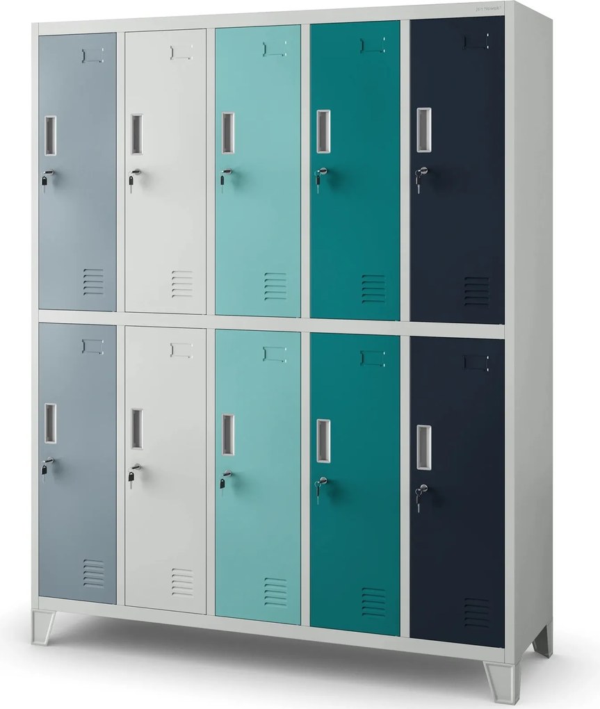 Metalowa szatnia 10-skrytkowa Bartek 136x45x172 cm wielokolorowa