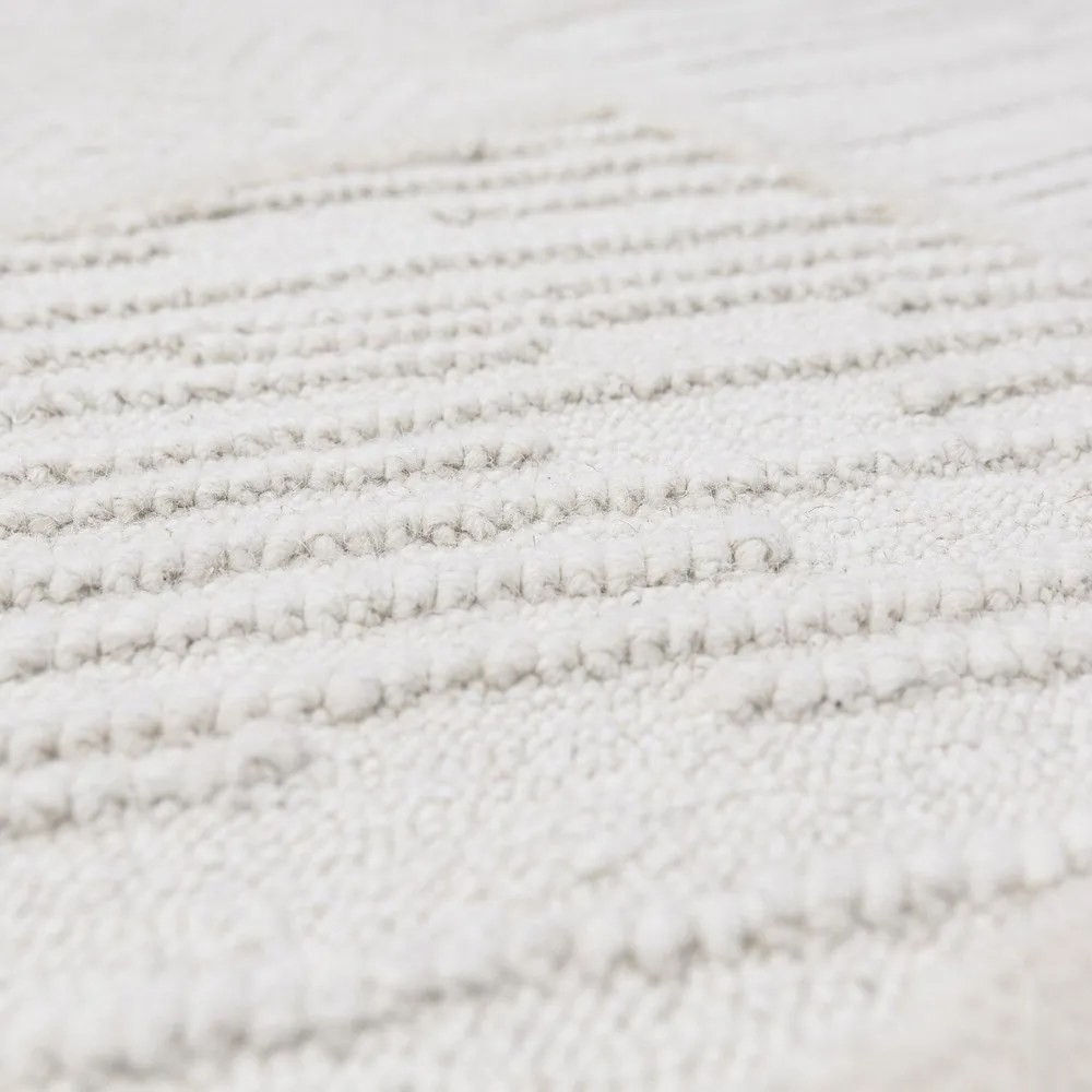 Biały chodnik z mieszanki wełny tkany ręcznie 80x230 cm Sculptured Blocks – Flair Rugs