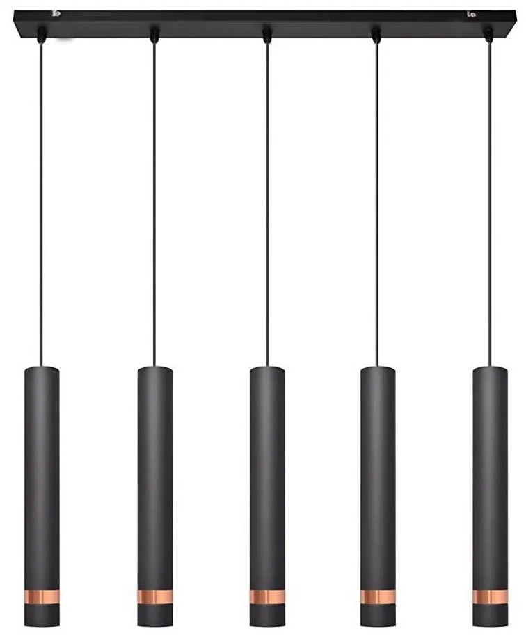 Lampa LED TUBA 5xGU10/6,5W/230V czarno-miedziana na lince