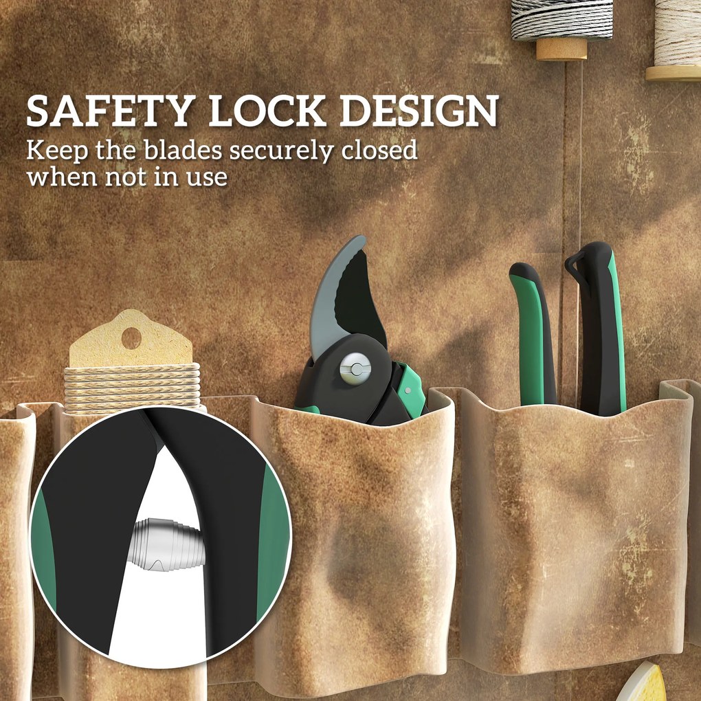 Outsunny Zestaw narzędzi ogrodowych 2 sztuki Narzędzia ogrodowe metalowe z nożycami ogrodowymi Zielony+Czarny