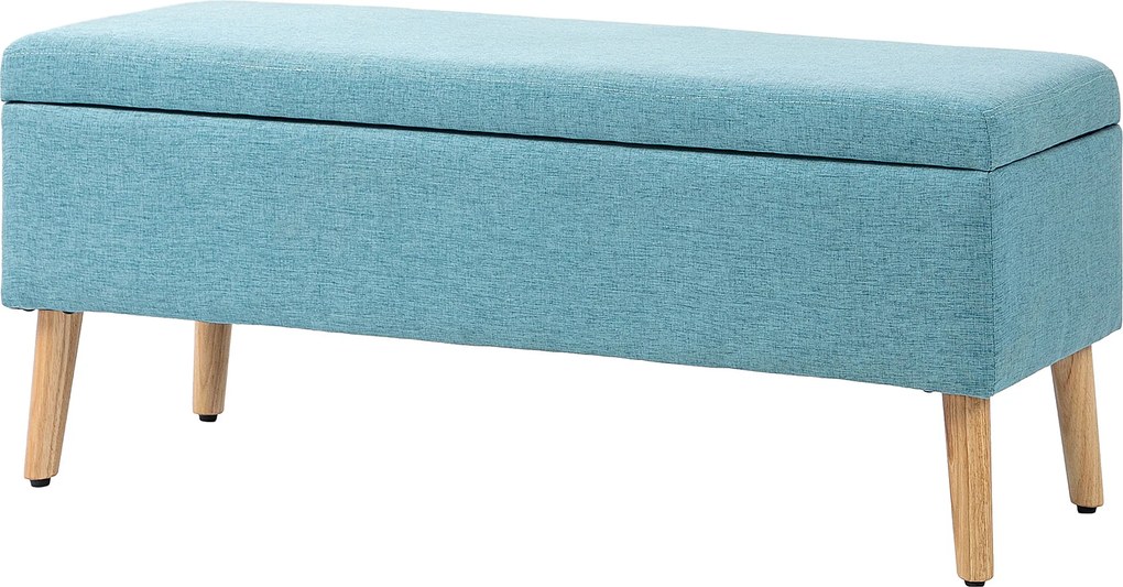 HOMCOM Ławka z miejscem do przechowywania, do 120 kg, w wyglądzie lnu, 110x39x45cm, Niebieska