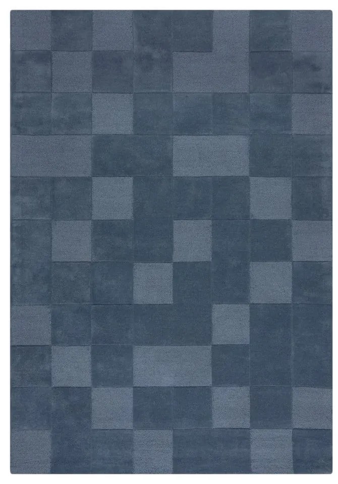 Ciemnoniebieski wełniany dywan tkany ręcznie 160x230 cm Checkerboard – Flair Rugs