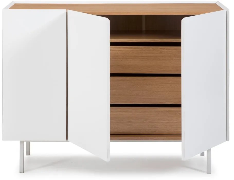 Biała niska komoda w dekorze dębu 110x85 cm Arista – Teulat