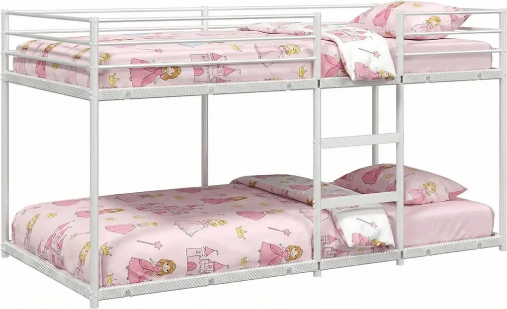 Białe minimalistyczne łóżko piętrowe 80 x 200 cm R6-N22