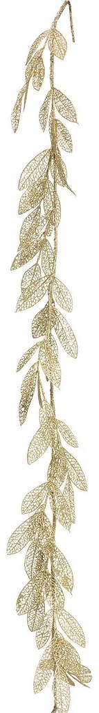 Girlanda ze złotych liści z brokatem, 180 cm