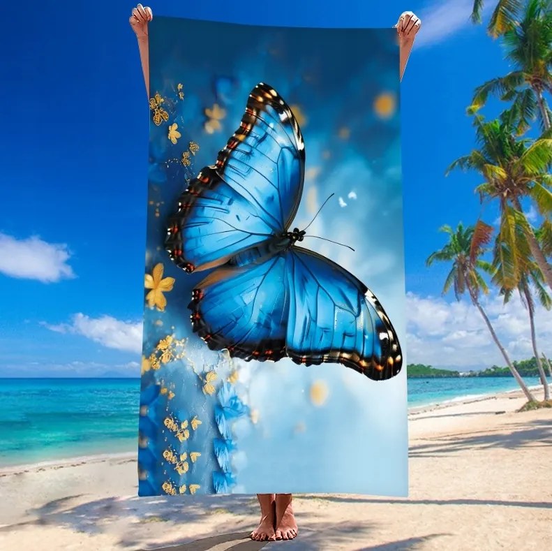 Ręcznik plażowy DREAMING 100x180 cm niebieski, 100% mikrofibra