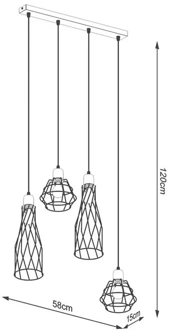 Druciana lampa wisząca czteropunktowa - 7X A422 C0-B71