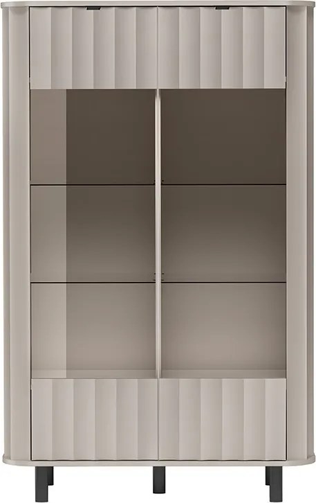 Witryna MODERNO 200 x 98,3 cm, Stojąca witryna do Salonu, Odcienie beżu
