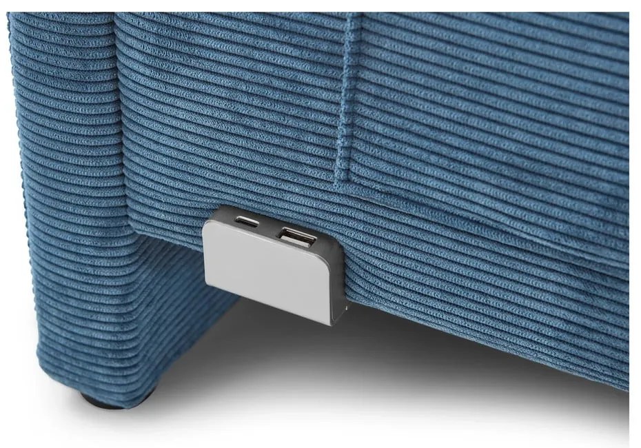 Niebieskie tapicerowane narożne łóżko dziecięce bez stelaża 90x200 cm Cool – Meise Möbel