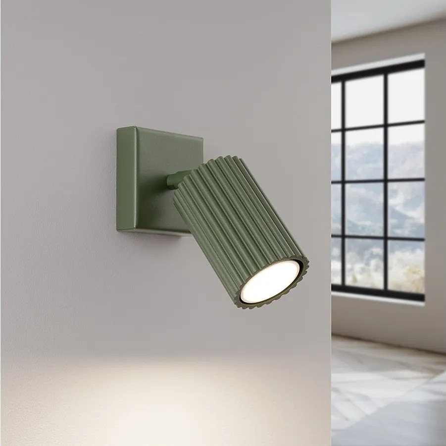 Lampa ścienna minimalistyczny Gloow, aluminium - 1 źródło światła 3000K - L.8 x H.8 cm - zielony oliwkowy