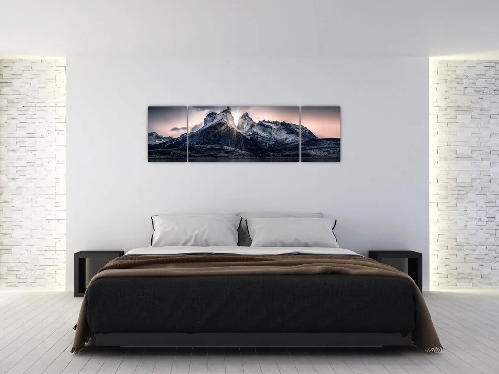 Obraz jeziora z górą (170x50 cm)