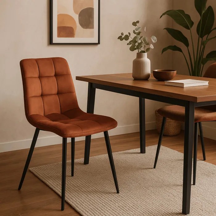 Krzesło Tapicerowane do Jadalni PERU Rude Welurowe Nowoczesne Loft
