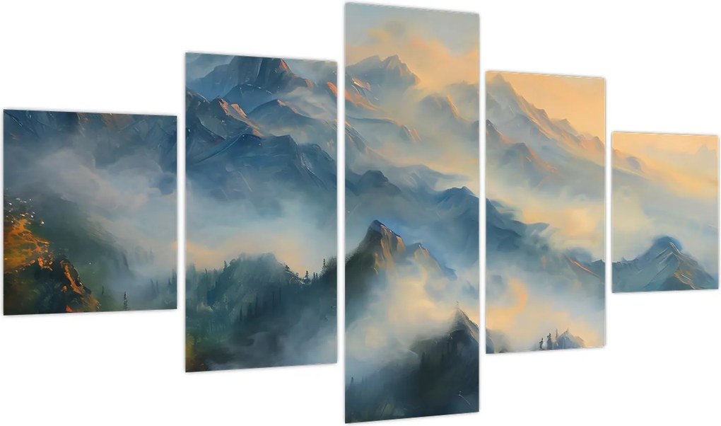 Obraz - Malowany górski krajobraz (125x70 cm)