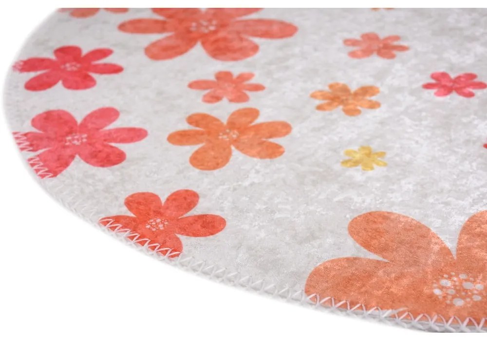 Pomarańczowo-kremowy dywan dziecięcy odpowiedni do prania ø120 cm Fall Flowers – Vitaus