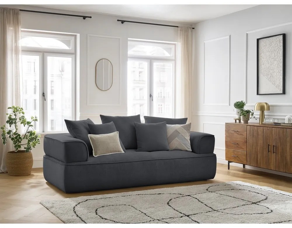 Ciemnoszara sofa z tkaniny szenilowej 237 cm Whesley – Bobochic Paris