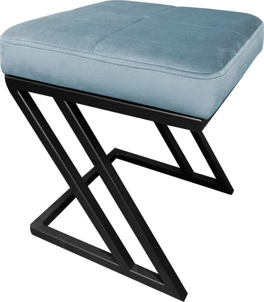 Pufa ZETA tkanina Welur loft ławka podnóżek metal : Kolor Stelaża - Czarny , Kolor tkaniny - VELVET - BL06, Typ tkaniny - Velvet