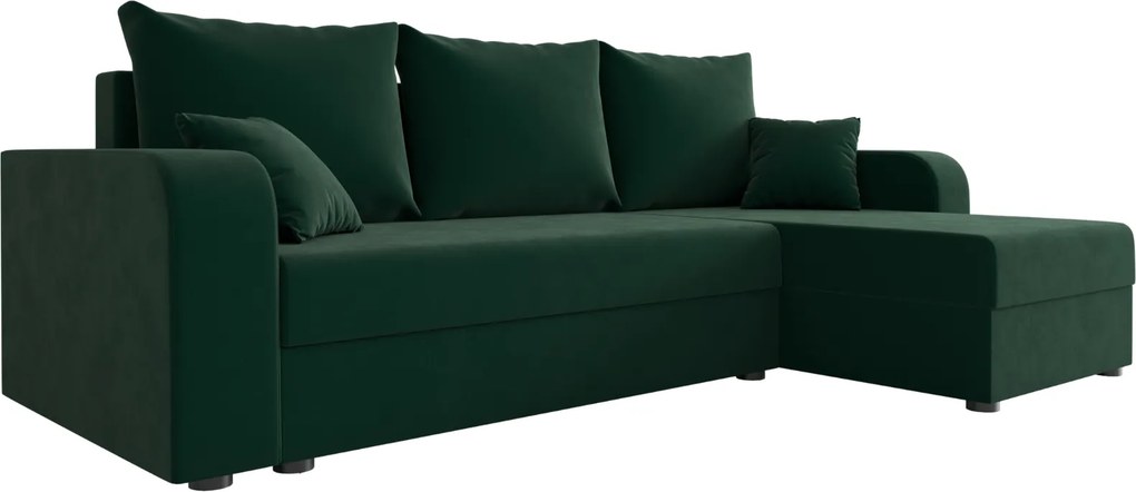PROMOCJA Rozkładany narożnik obustronny do L VALERIO 238x140 cm, ciemnozielony + 2 poduszki GRATIS II. gatunek