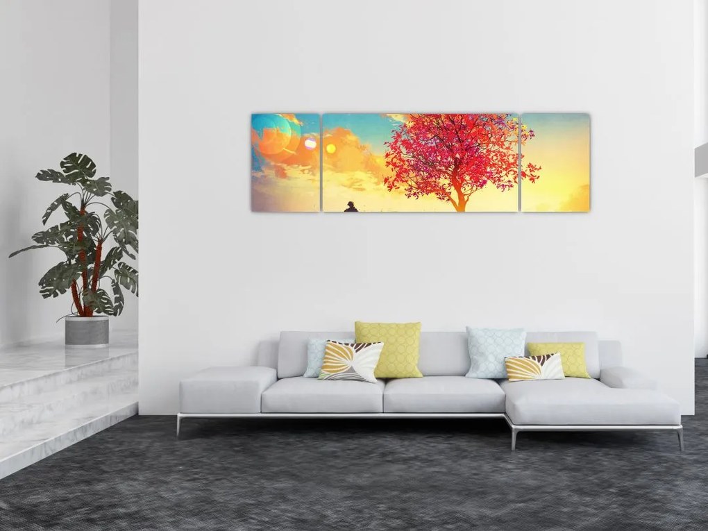 Obraz drzewa na wzgórzu (170x50 cm)