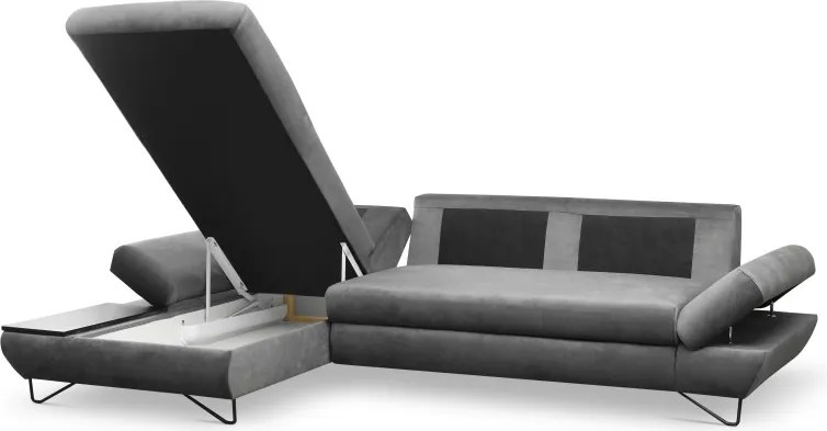 Narożnik LOFT z funkcją spania Regulowane zagłówki i podłokietniki Lewa strona Kronos 22