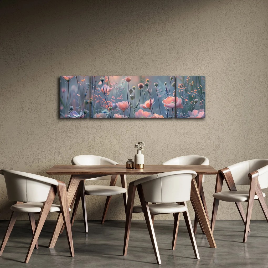 Obraz - Kwiaty w pastelowych kolorach (170x50 cm)