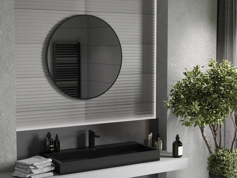 Mexen Loft lustro łazienkowe okragłe 80 cm, rama czarna - 9850-080-080-000-70