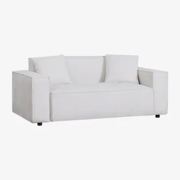 Sofa 2-osobowa Z Tkaniny Bouclé Basian Chenilla W Kolorze Złamanej Bieli - Sklum