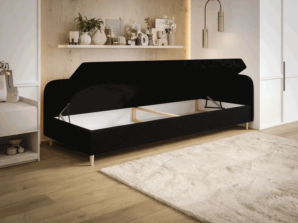 Pojedyncze tapicerowane łóżko prawostronne z materacem 90x200 K6-S72