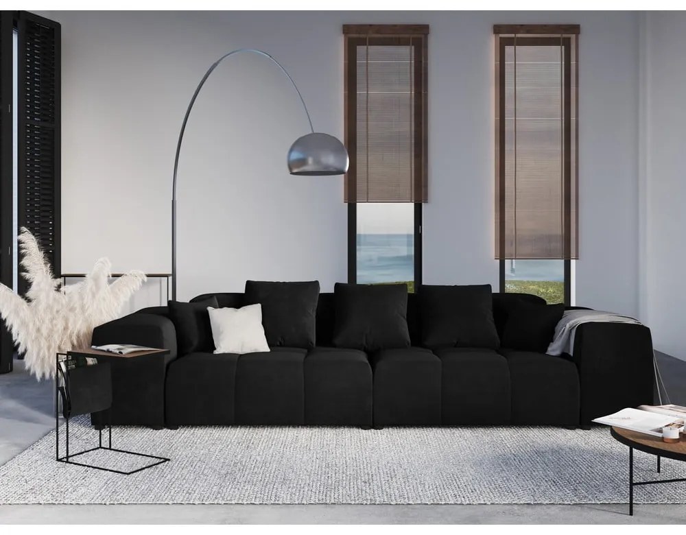 Czarna aksamitna sofa 320 cm Rome Velvet – Cosmopolitan Design