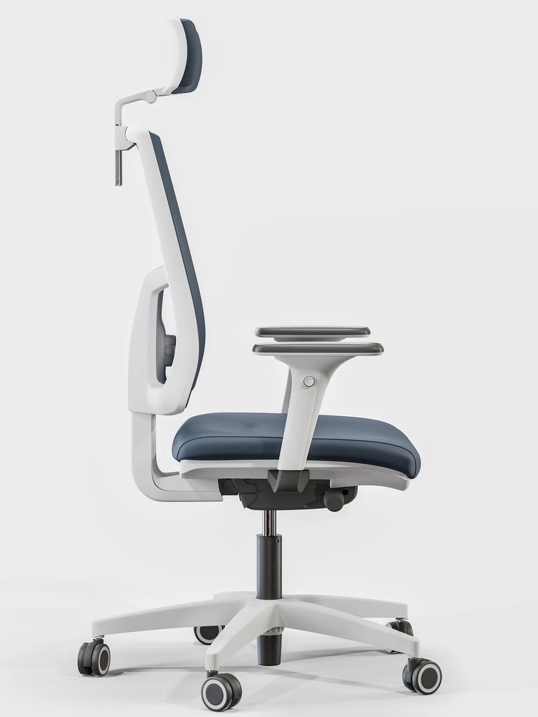 Obrotowe krzesło do biura Skill Soft White, zgodne z normą BHP