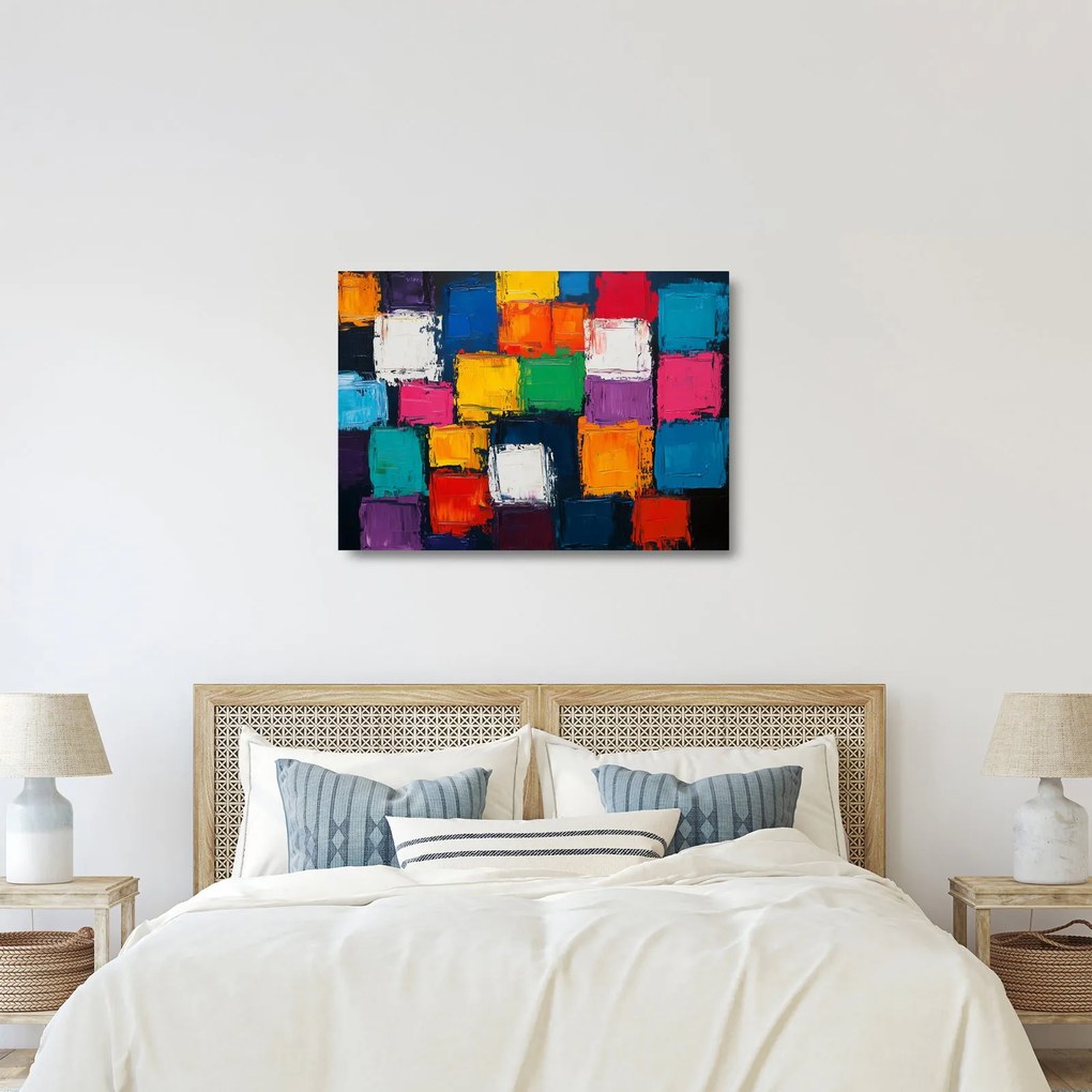 Obraz na szkle -Obraz z kolorowymi kwadratami (70x50 cm)