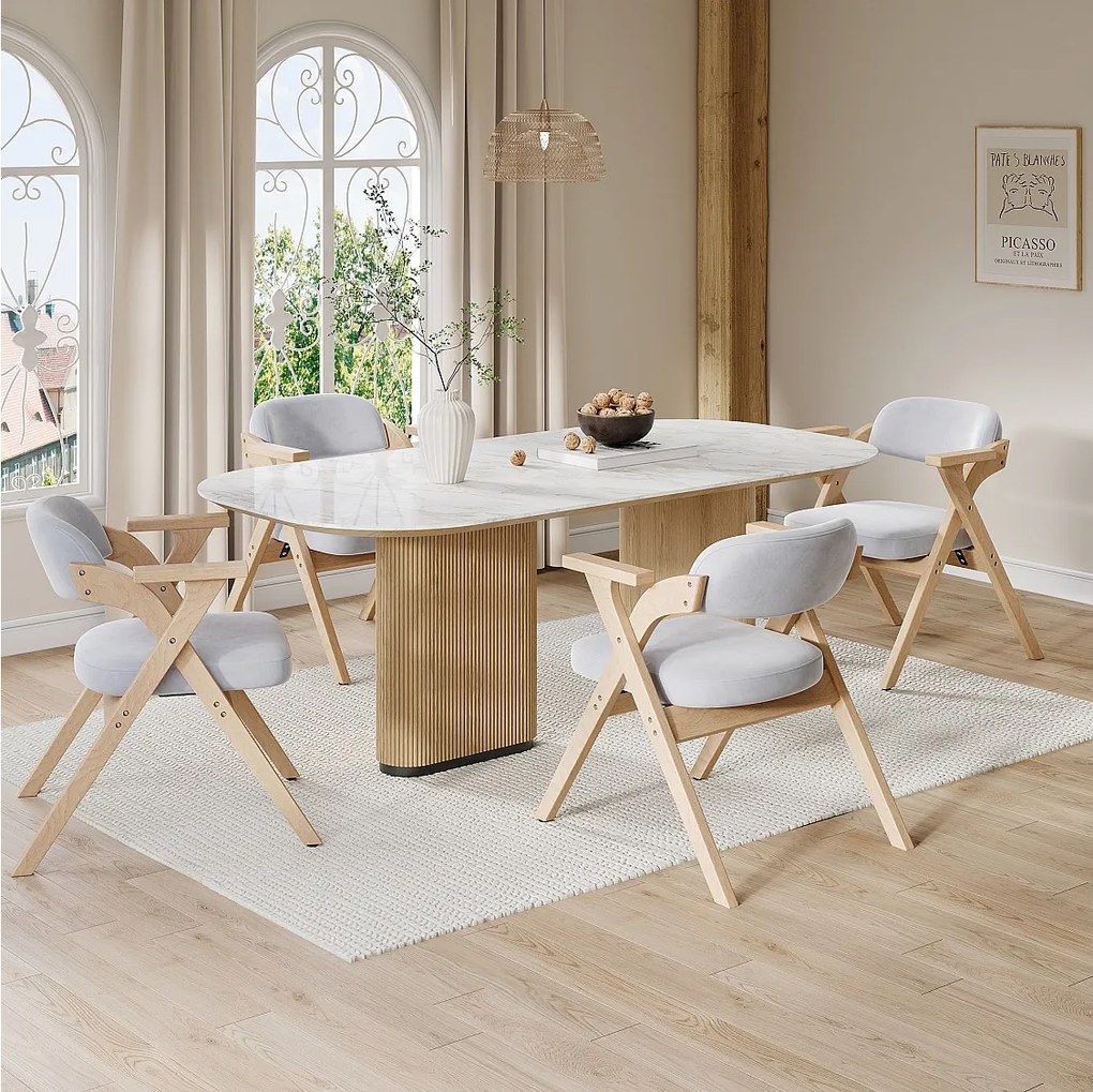 Zestaw 4 składanych krzeseł do jadalni - składane i chowane - poduszka welurowa - 64,5 x 66,5 x 73 cm - drewno - szary