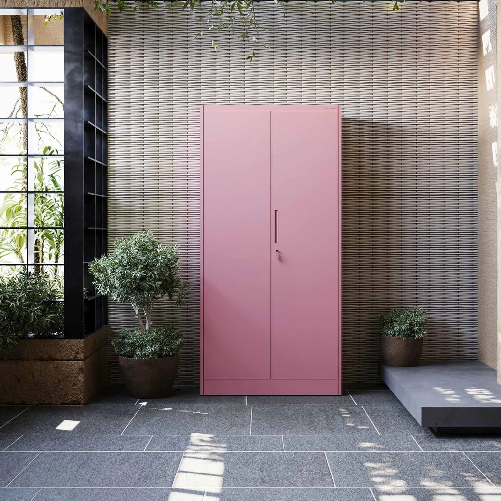 Szafa metalowa wielofunkcyjna zamykana: Fresh Style DAWID, 900 x 1850 x 450 mm, pudrowy róż