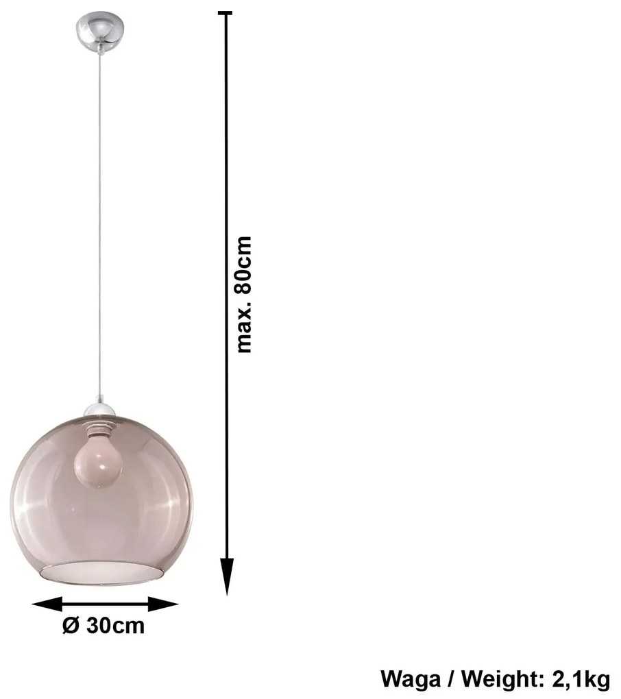 Szklana lampa wisząca LED E830-Bals - grafit