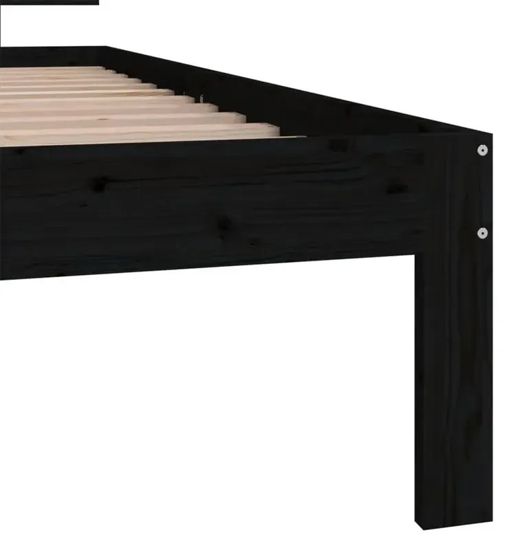 Czarne sosnowe łóżko jednoosobowe 90x200 S0-F96