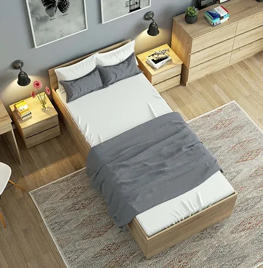 Łóżko z podnoszonym stelażem 90x200 dąb sonoma - Esperox 4X