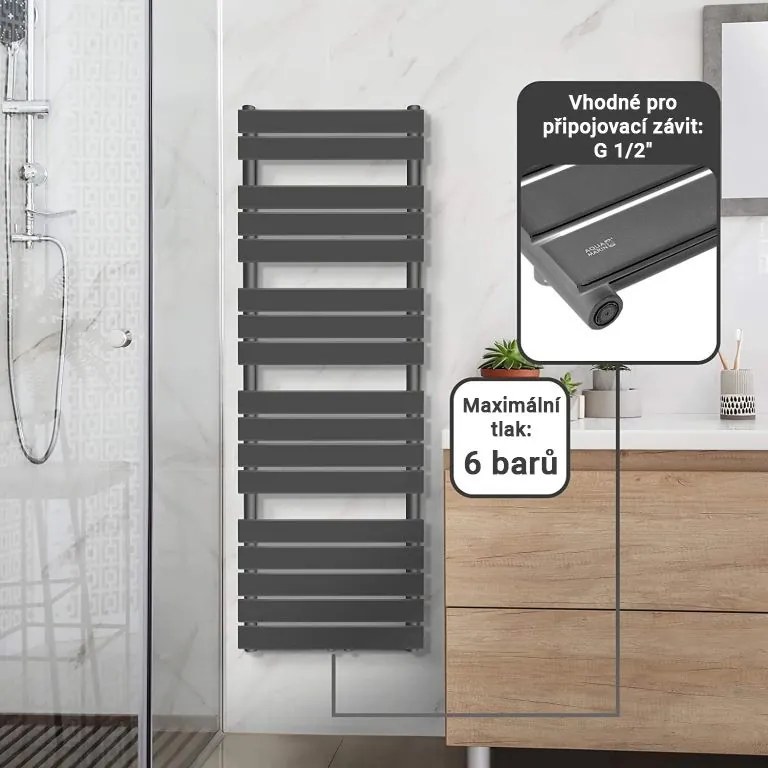 AQUAMARIN Grzejnik łazienkowy pionowy 160x60 cm antracyt