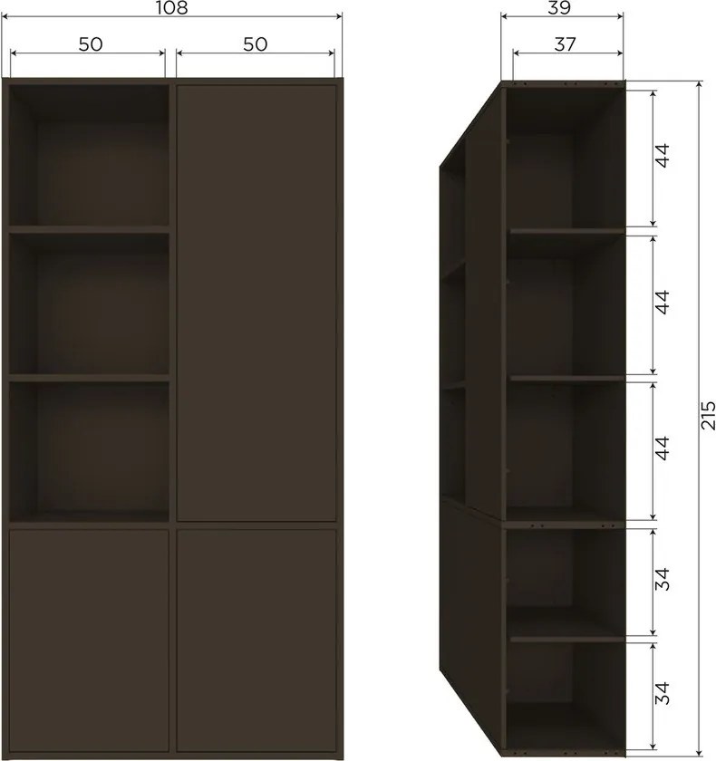 Ciemnobrązowa szafka modułowa z litego drewna sosnowego 108x215 cm Meggy – WOOOD
