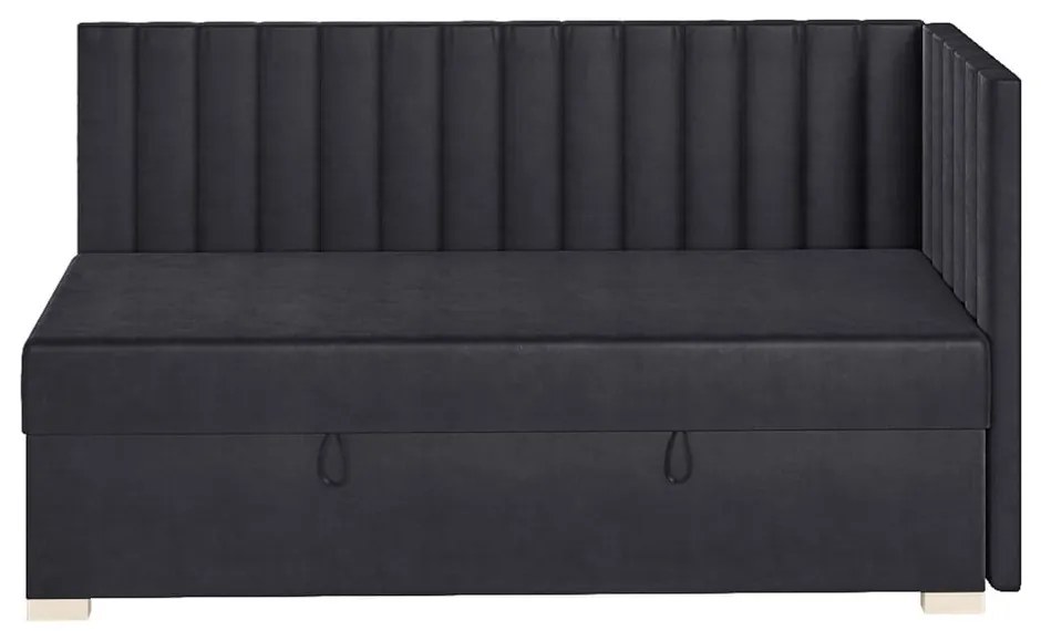 Ciemnoniebieskie narożne łóżko dziecięce ze schowkiem i materacem 90x200 cm Snugi – Ghado