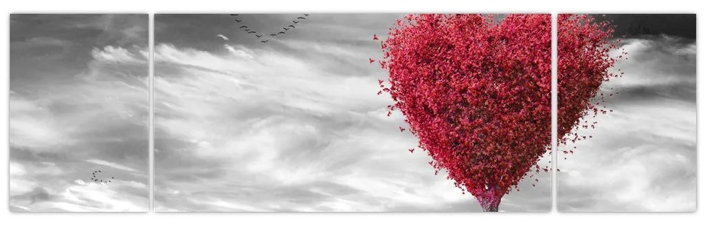 Obraz - serce z koroną drzewa (170x50 cm)