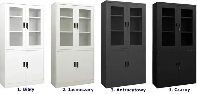 Antracytowa szafa biurowa na klucz z półkami - Sorig