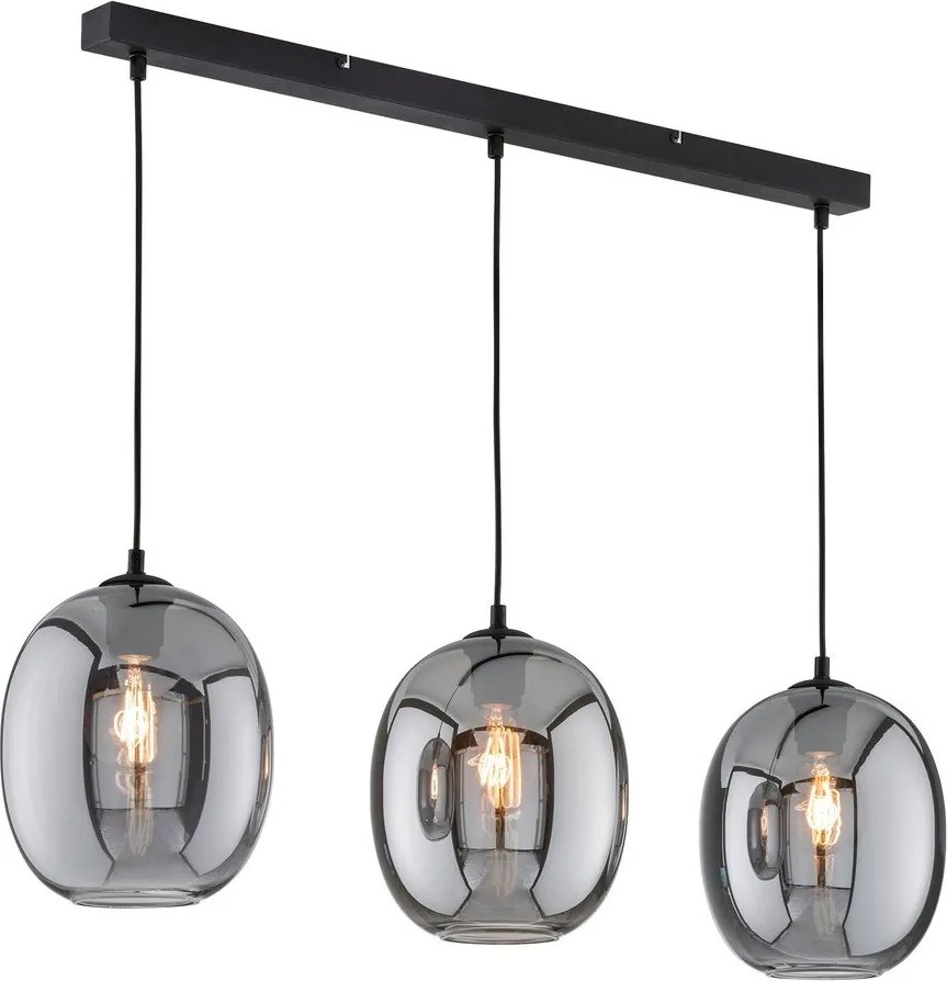 Czarna lampa wisząca ze szklanym kloszem Nayla – Fischer &amp; Honsel