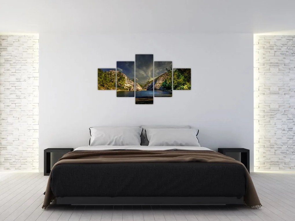 Obraz krajobrazu z jeziorem (125x70 cm)
