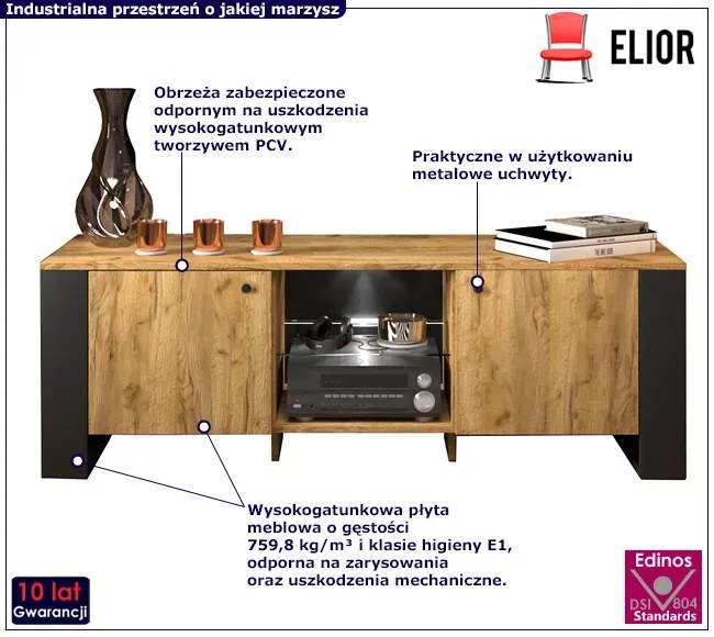 Loftowa stojąca szafka RTV - Kiraz 9X