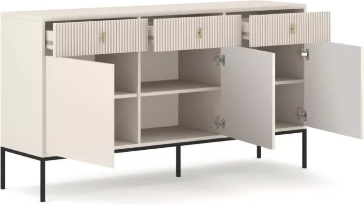 Komoda Aurea 154 cm – stylowa komoda z ryflowanymi frontami, nowoczesny design