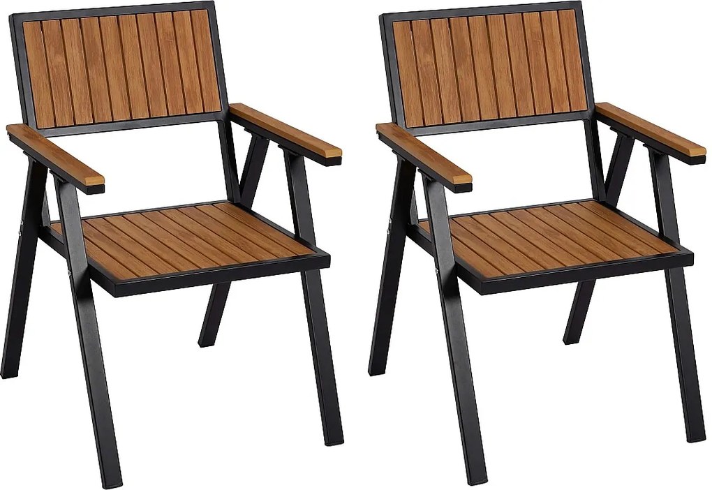 Krzesło ogrodowe MCW-J95 (zestaw 2 sztuk),  rama czarny, teak