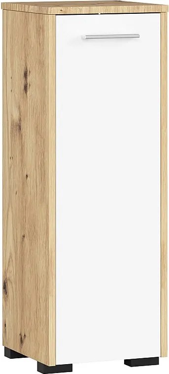 Szafka łazienkowa AKORD FIN Dąb Artisan 30 cm 1 drzwi kolor Biały mat 2 półki 30x30x85 cm